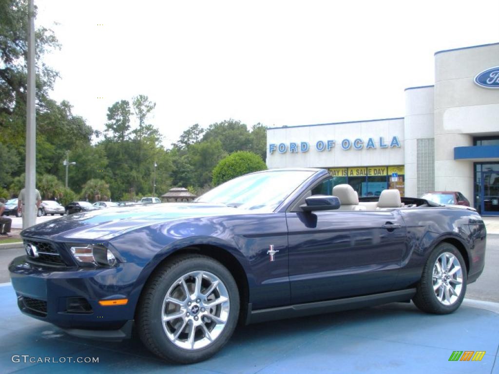2011 Mustang V6 Premium Convertible - Kona Blue Metallic / Stone photo #4