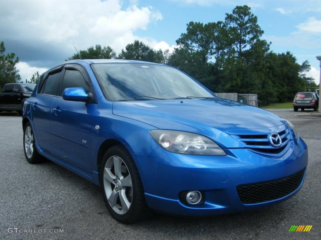2006 MAZDA3 s Hatchback - Winning Blue Metallic / Black/Blue photo #7