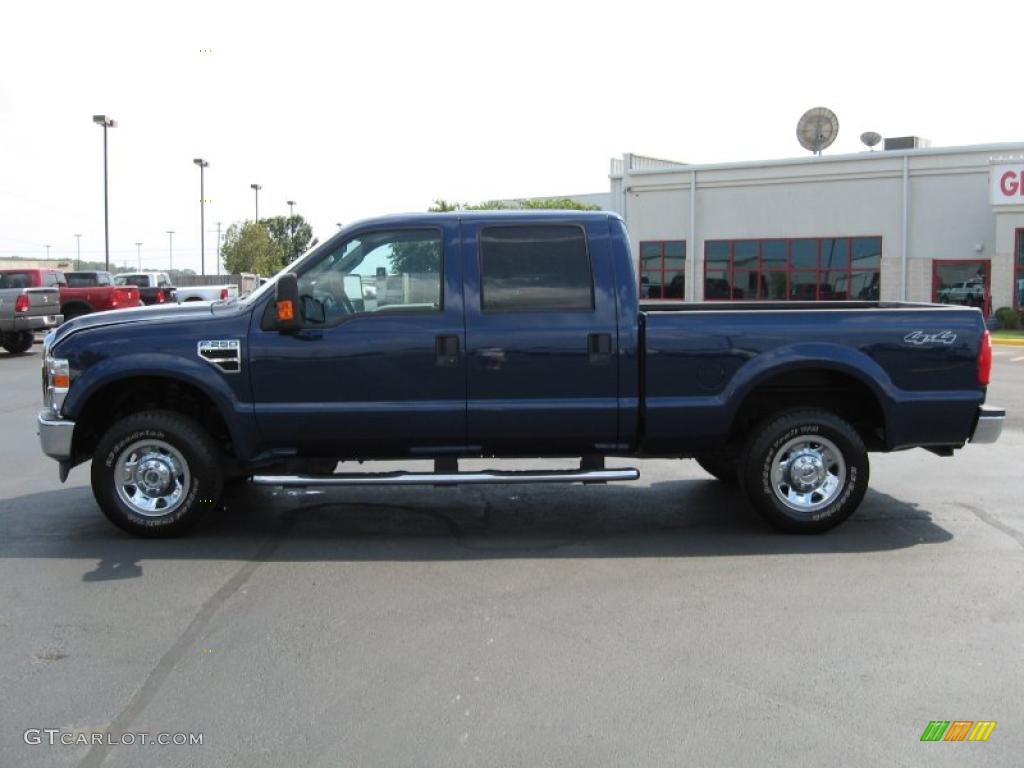 2009 F250 Super Duty XLT Crew Cab 4x4 - Dark Blue Pearl Metallic / Medium Stone photo #8