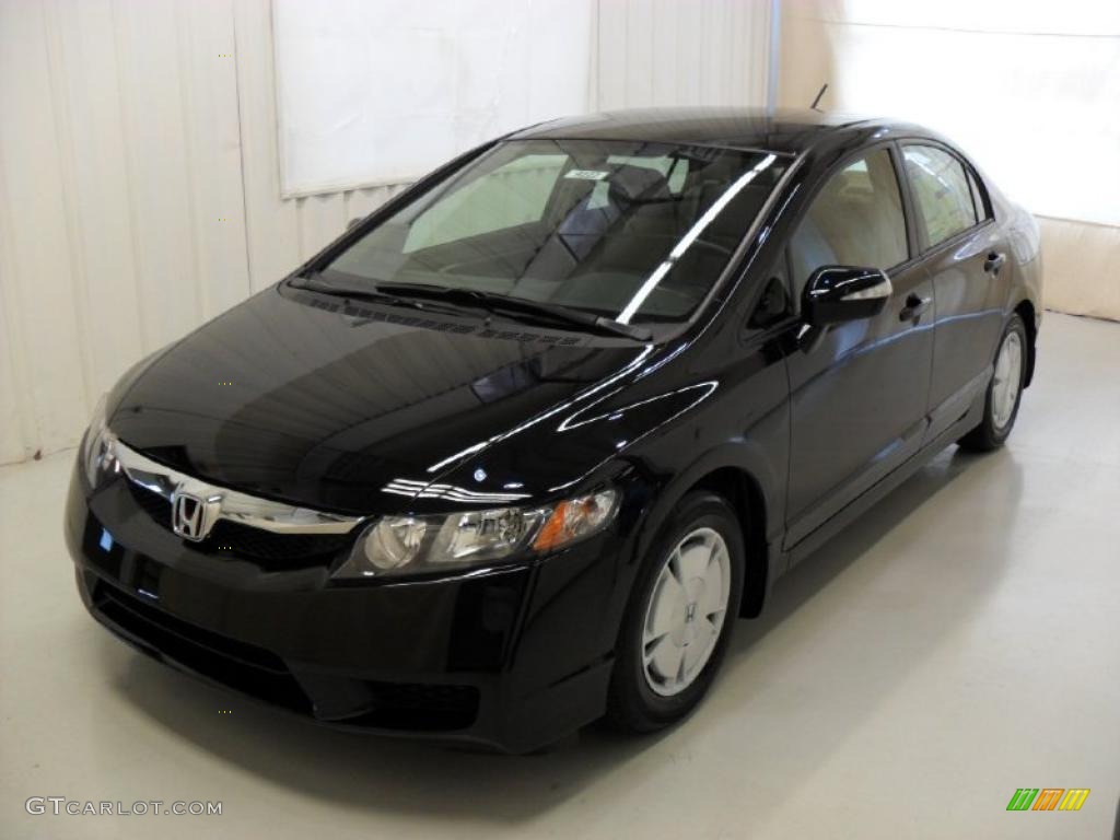 2010 Civic Hybrid Sedan - Crystal Black Pearl / Beige photo #1