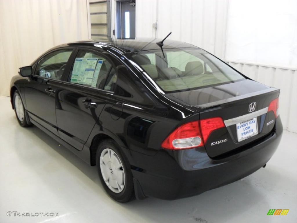 2010 Civic Hybrid Sedan - Crystal Black Pearl / Beige photo #2