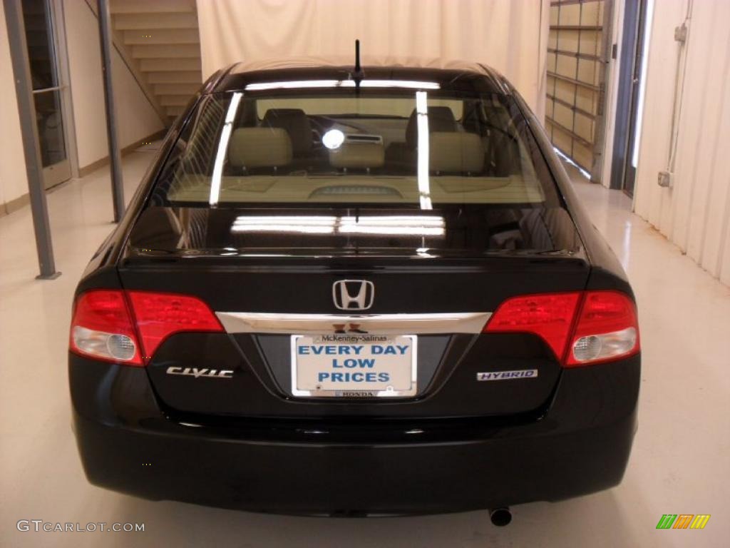 2010 Civic Hybrid Sedan - Crystal Black Pearl / Beige photo #3