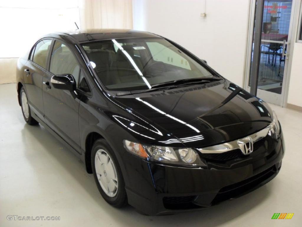 2010 Civic Hybrid Sedan - Crystal Black Pearl / Beige photo #5