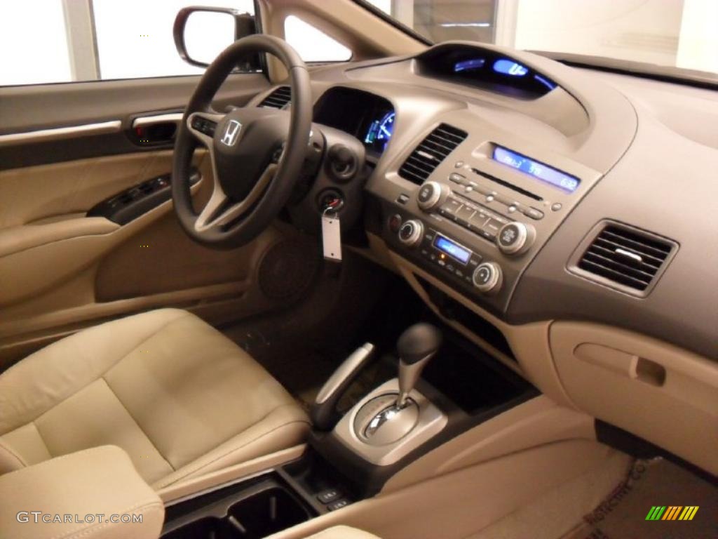 2010 Civic Hybrid Sedan - Crystal Black Pearl / Beige photo #24