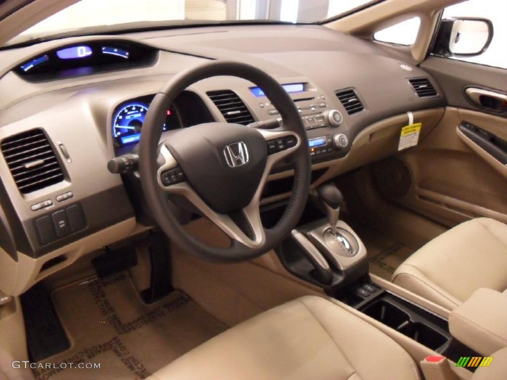 2010 Civic Hybrid Sedan - Crystal Black Pearl / Beige photo #29