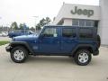 2010 Deep Water Blue Pearl Jeep Wrangler Unlimited Sport 4x4  photo #2
