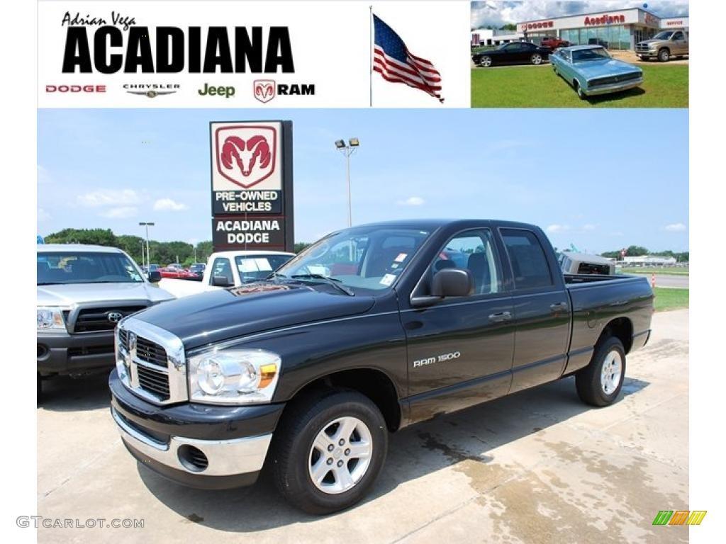 2007 Ram 1500 SLT Quad Cab - Brilliant Black Crystal Pearl / Medium Slate Gray photo #1