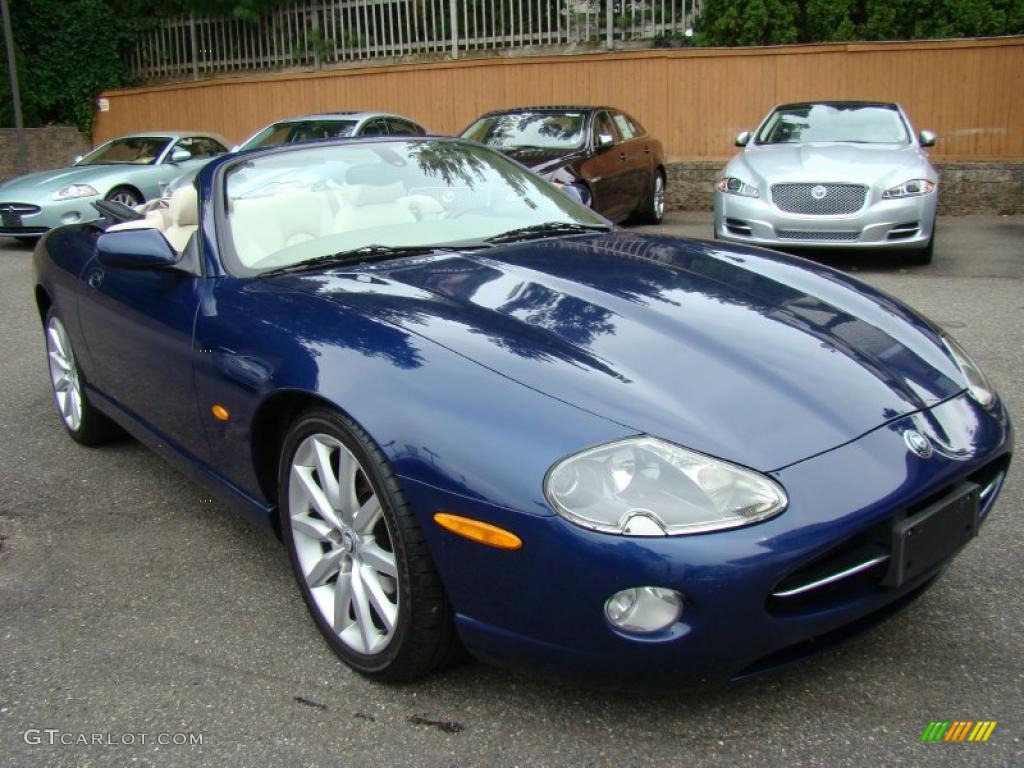 2005 XK XK8 Convertible - Pacific Blue Metallic / Ivory photo #8