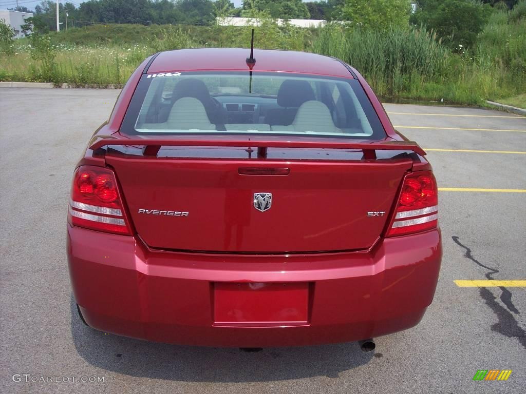 2008 Avenger SXT - Inferno Red Crystal Pearl / Dark Khaki/Light Graystone photo #4