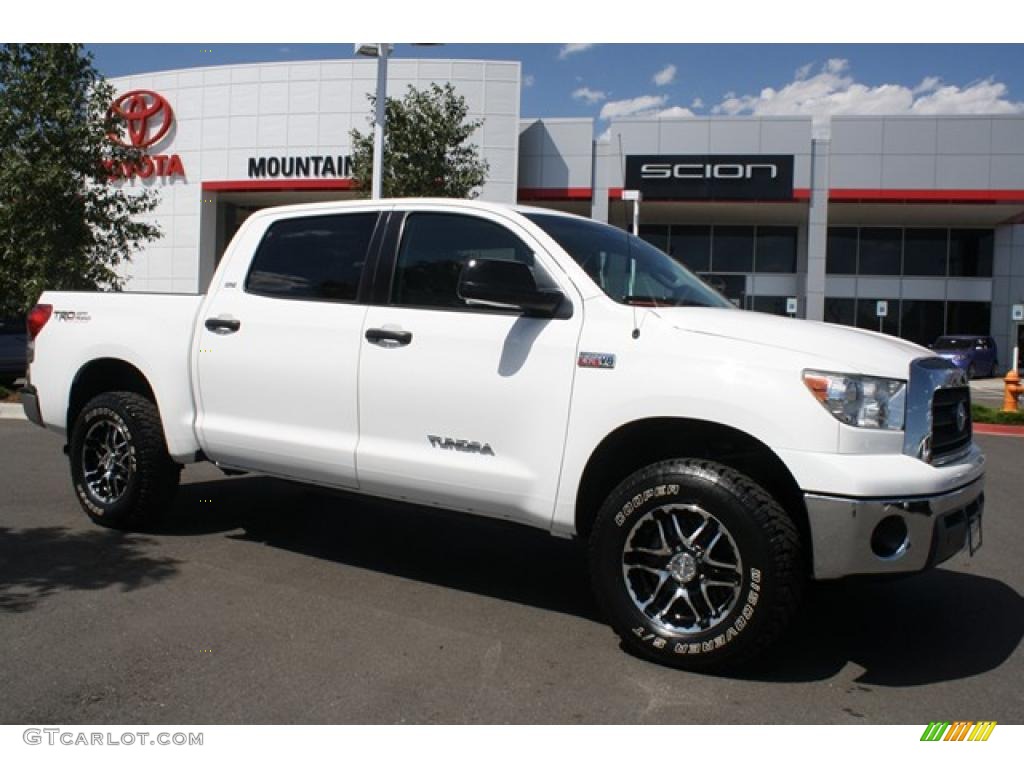 2008 Tundra TRD CrewMax 4x4 - Super White / Graphite Gray photo #1