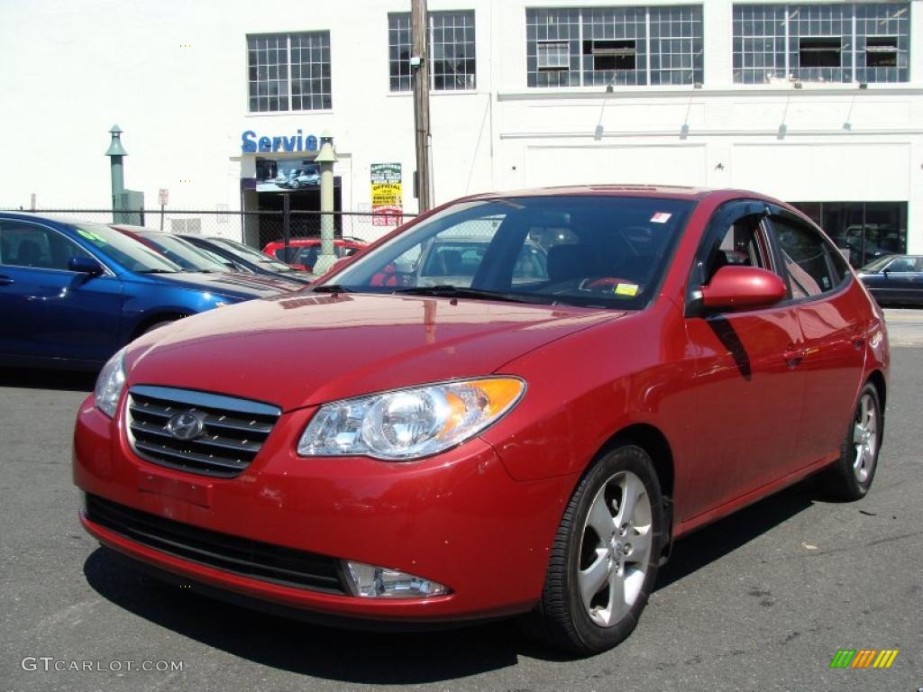 2008 Elantra SE Sedan - Apple Red Pearl / Black photo #1