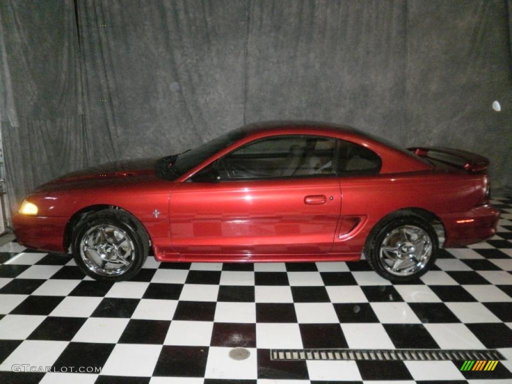 1998 Mustang V6 Coupe - Laser Red / Saddle photo #1