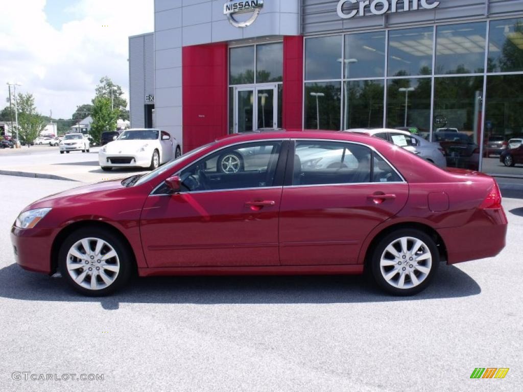 2007 Accord EX-L V6 Sedan - Moroccan Red Pearl / Gray photo #2