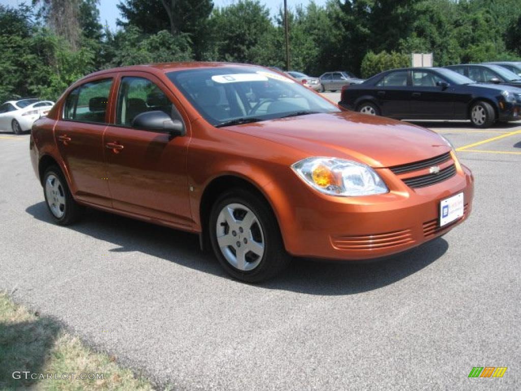 2007 Cobalt LS Sedan - Sunburst Orange Metallic / Gray photo #3