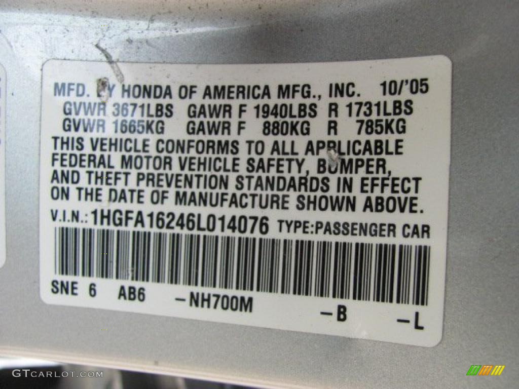 2006 Civic DX Sedan - Alabaster Silver Metallic / Gray photo #20