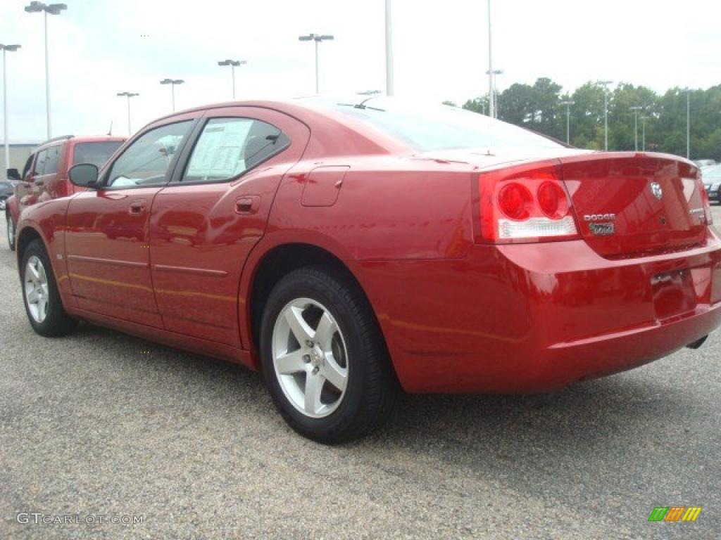 2010 Charger SXT - Inferno Red Crystal Pearl / Dark Slate Gray photo #4