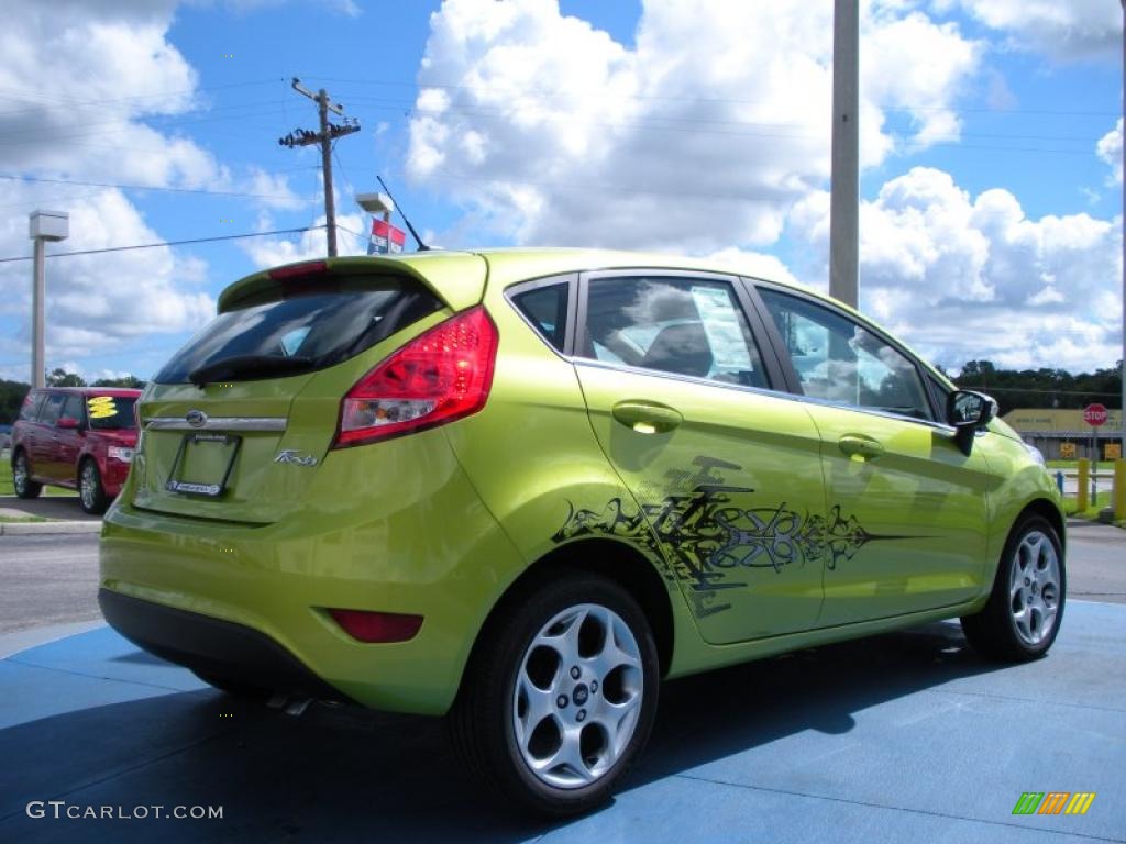 2011 Fiesta SES Hatchback - Lime Squeeze Metallic / Cashmere/Charcoal Black Leather photo #3