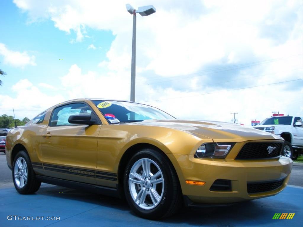 Sunset Gold Metallic 2010 Ford Mustang V6 Coupe Exterior Photo #35114497