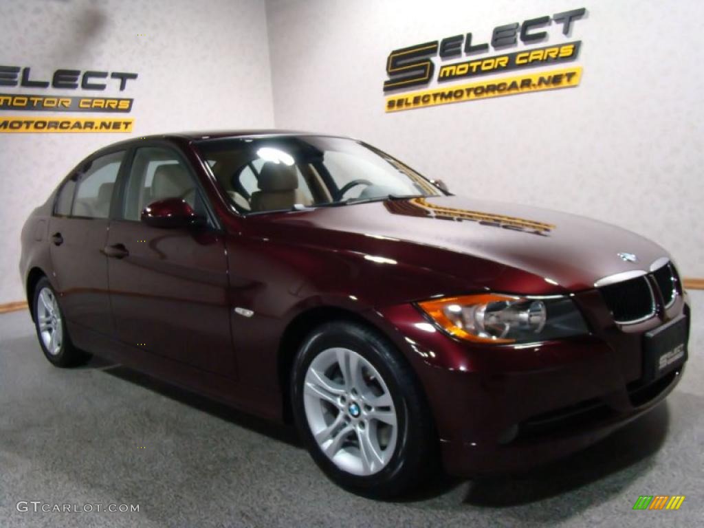 2008 3 Series 328xi Sedan - Barbera Red Metallic / Beige photo #3