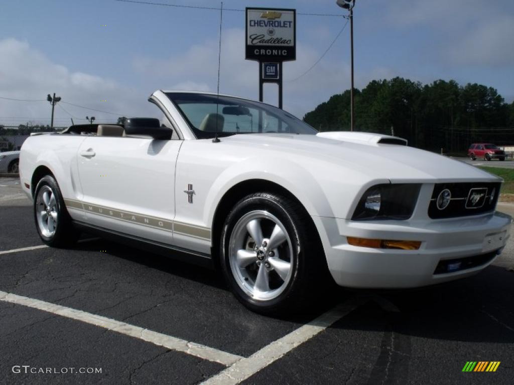 2008 Mustang V6 Premium Convertible - Performance White / Medium Parchment photo #1