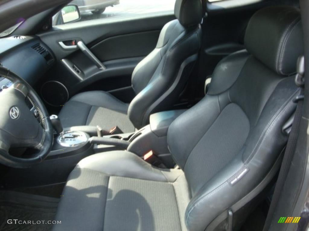 2008 Tiburon GT - Carbon Gray / GT Black Leather/Black Sport Grip photo #8