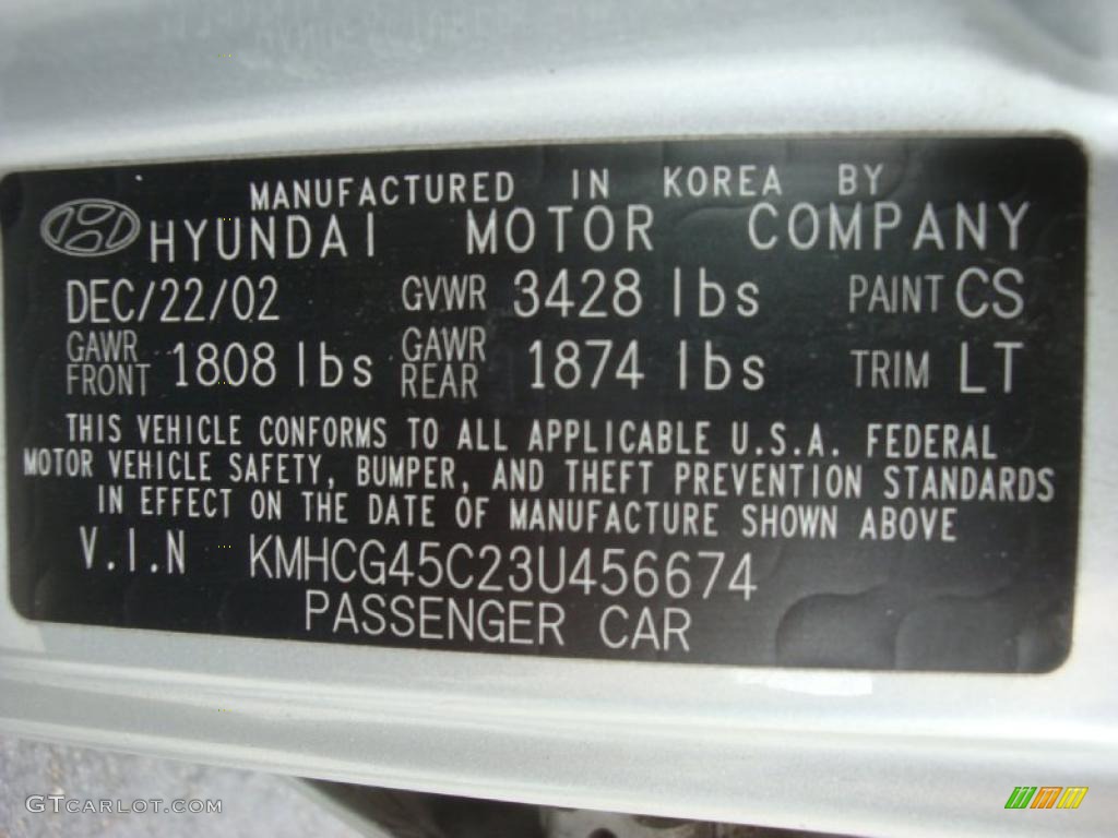 2003 Accent GL Sedan - Silver Mist Metallic / Gray photo #17