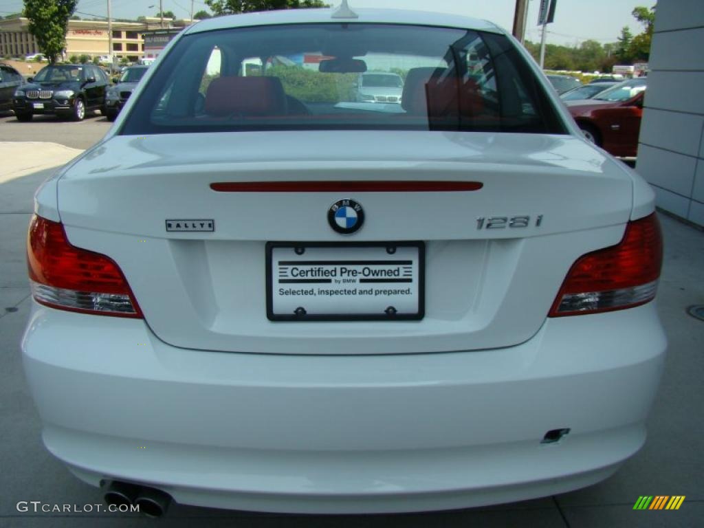 2009 1 Series 128i Coupe - Alpine White / Coral Red Boston Leather photo #5