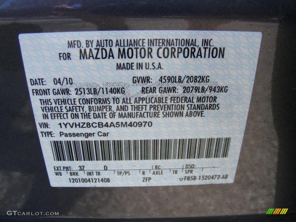 2010 MAZDA6 s Touring Sedan - Comet Gray Mica / Gray photo #30