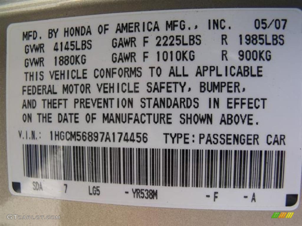 2007 Accord EX-L Sedan - Desert Mist Metallic / Ivory photo #33