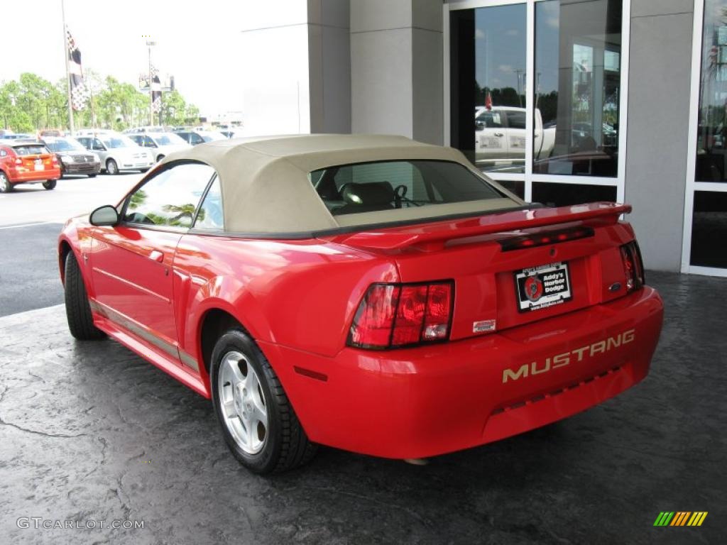 2002 Mustang V6 Convertible - Torch Red / Medium Parchment photo #4