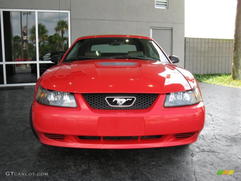 2002 Mustang V6 Convertible - Torch Red / Medium Parchment photo #8