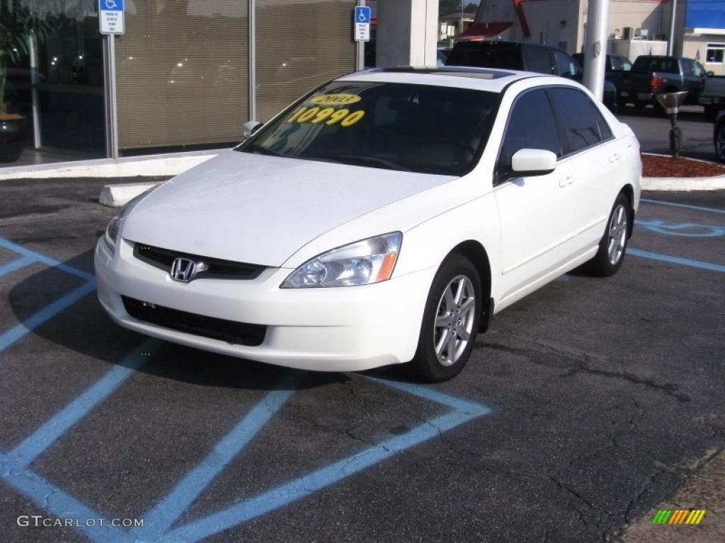 2003 Accord EX V6 Sedan - Taffeta White / Ivory photo #2