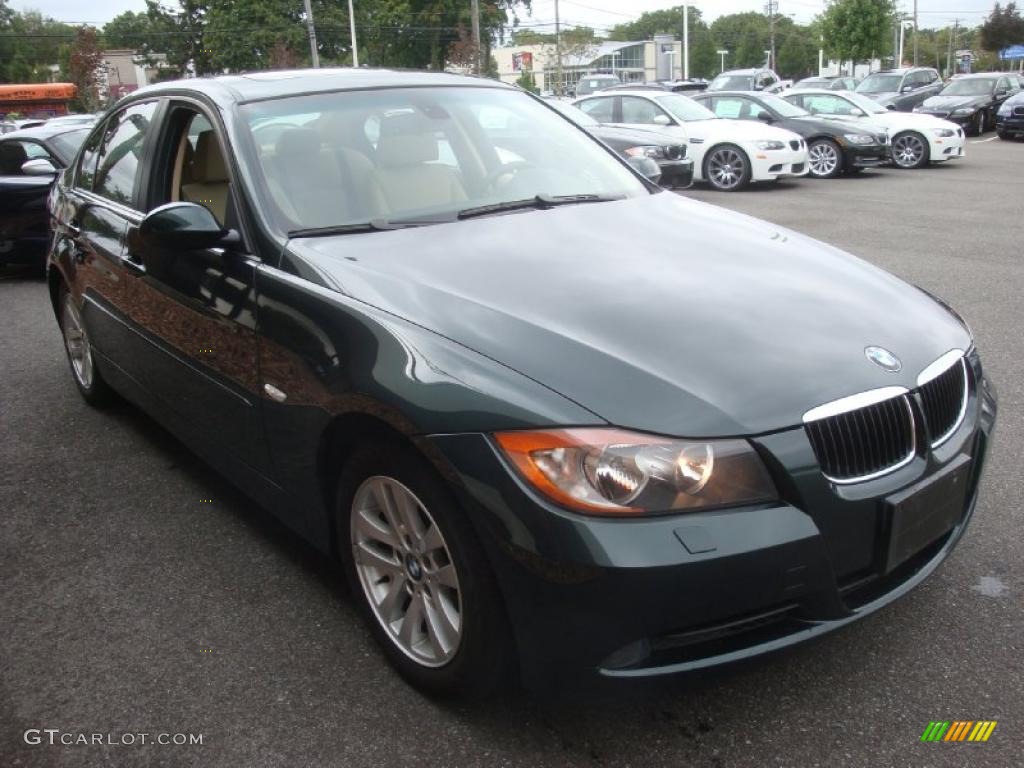 2007 3 Series 328xi Sedan - Deep Green Metallic / Beige photo #7