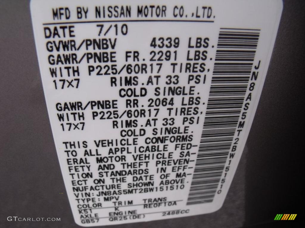 2011 Rogue SV - Gotham Gray Metallic / Gray photo #14