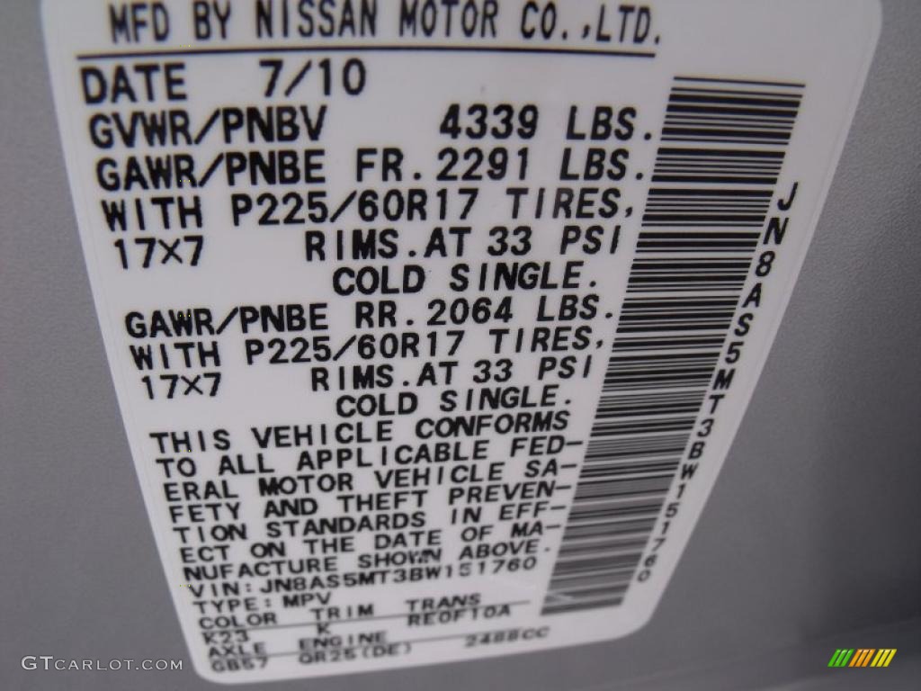 2011 Rogue SV - Silver Ice Metallic / Gray photo #16