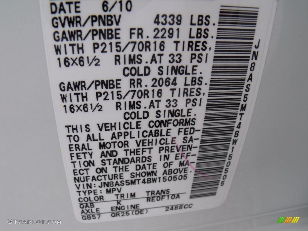 2011 Rogue S - Pearl White / Gray photo #14