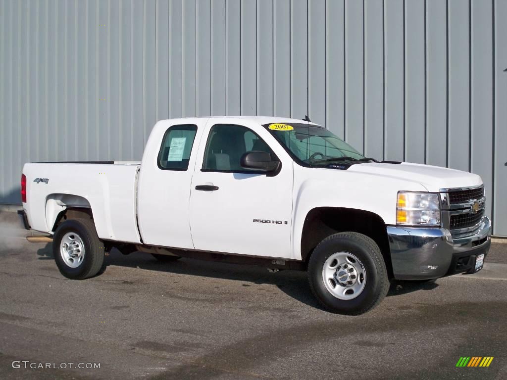 2007 Silverado 2500HD Work Truck Extended Cab 4x4 - Summit White / Light Titanium/Dark Titanium photo #1