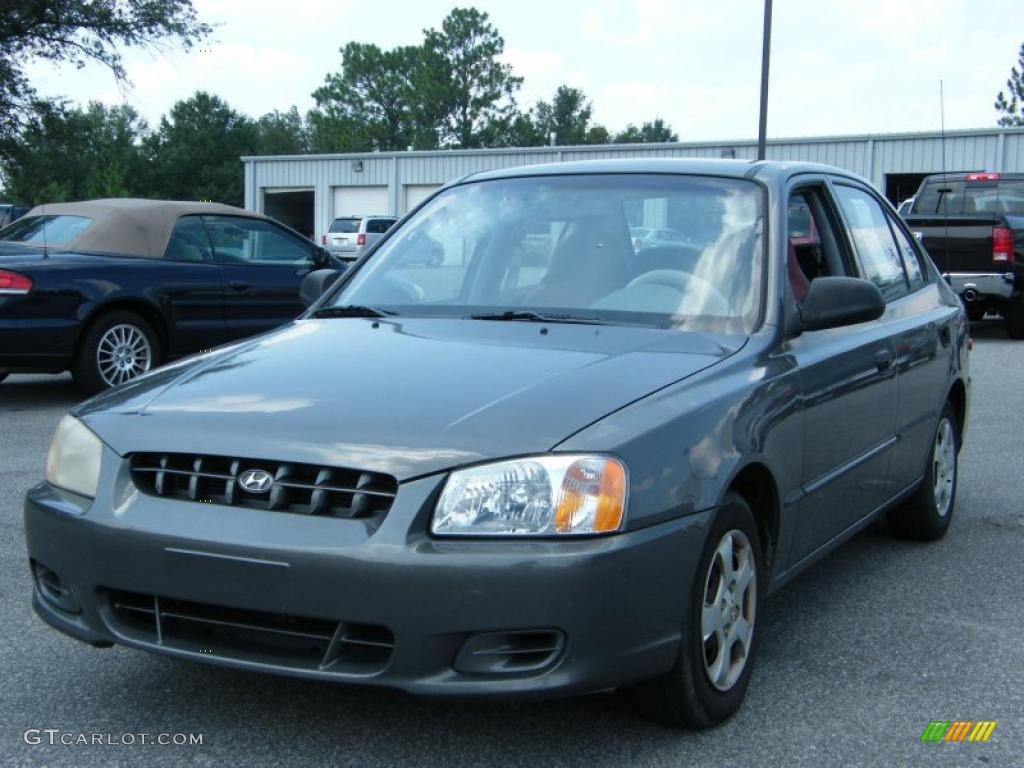 2002 Accent GL Sedan - Charcoal Gray / Gray photo #1