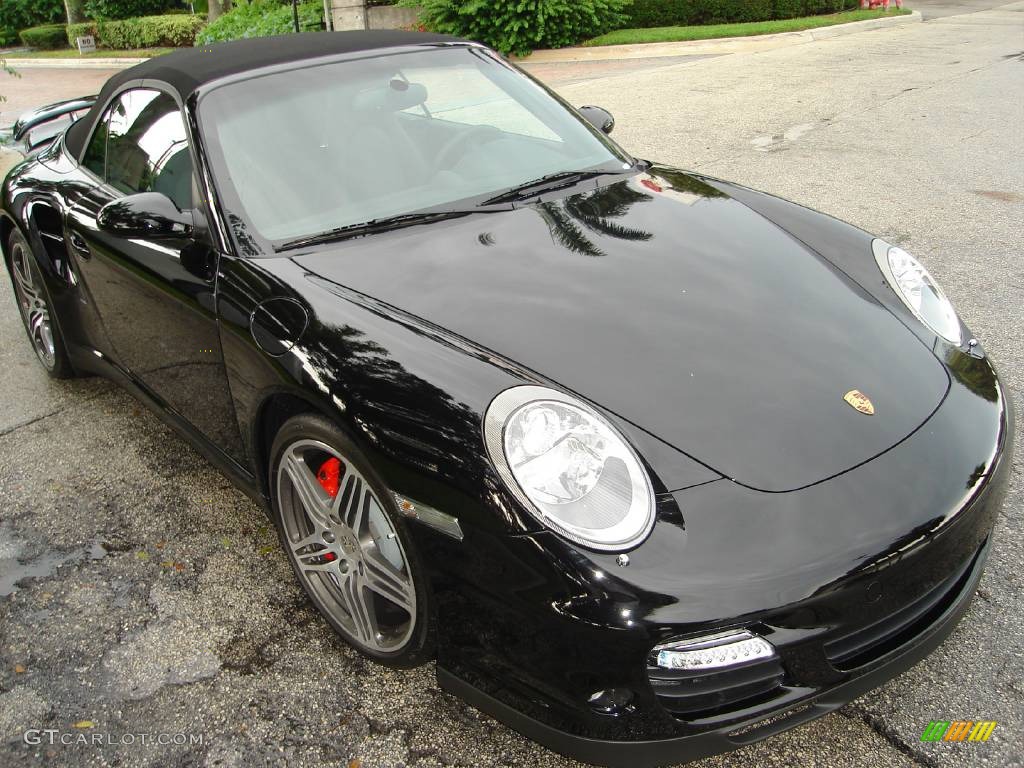 2008 911 Turbo Cabriolet - Black / Black photo #2