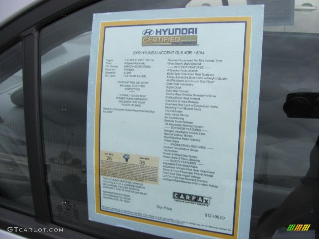 2009 Accent GLS 4 Door - Platinum Silver / Gray photo #9