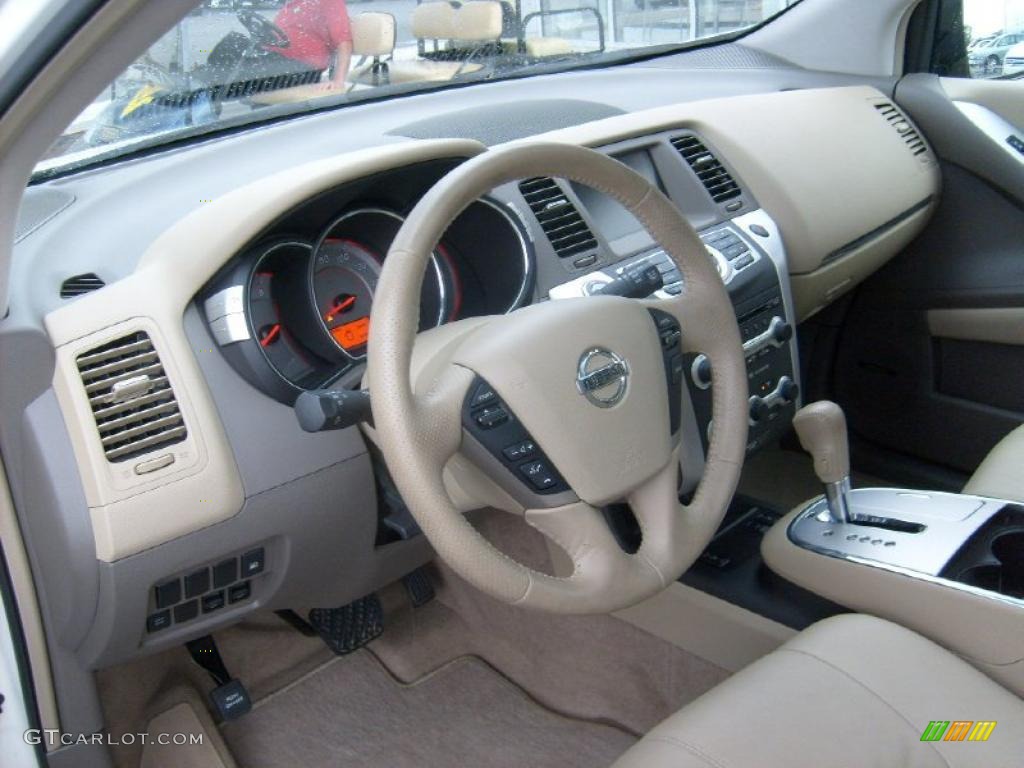 2009 Murano SL AWD - Glacier Pearl / Beige photo #13