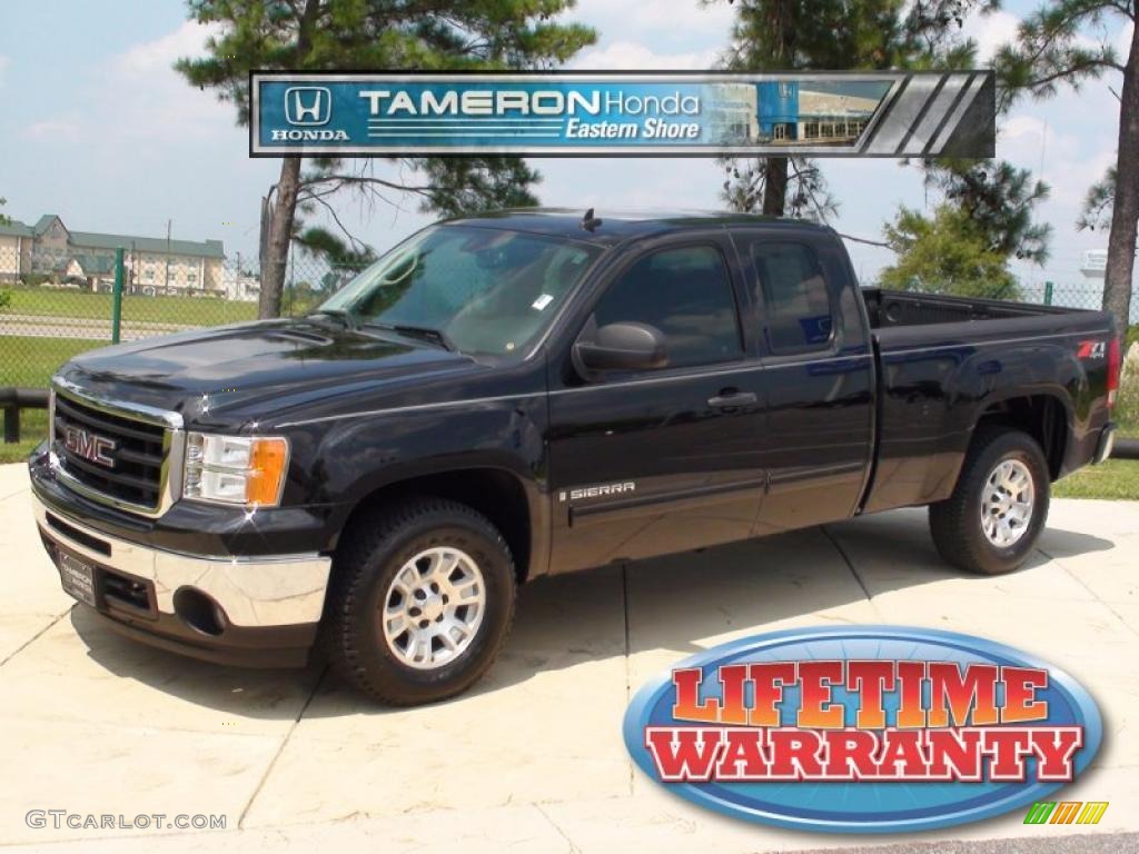 2008 Sierra 1500 SLE Extended Cab 4x4 - Onyx Black / Ebony photo #1