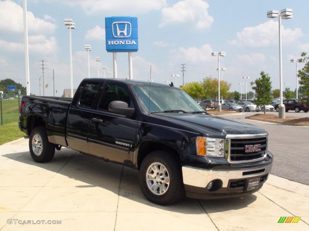 2008 Sierra 1500 SLE Extended Cab 4x4 - Onyx Black / Ebony photo #3