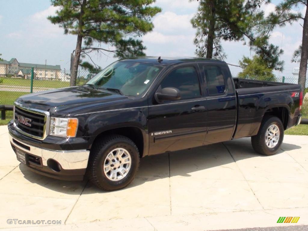 2008 Sierra 1500 SLE Extended Cab 4x4 - Onyx Black / Ebony photo #11