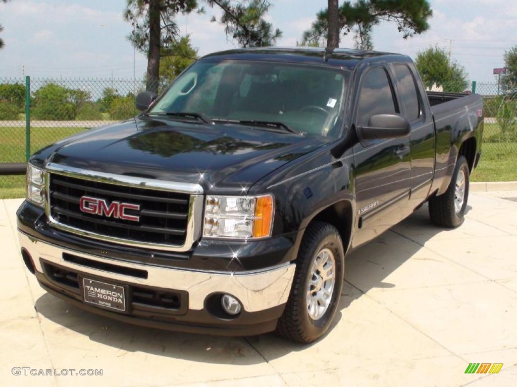 2008 Sierra 1500 SLE Extended Cab 4x4 - Onyx Black / Ebony photo #12