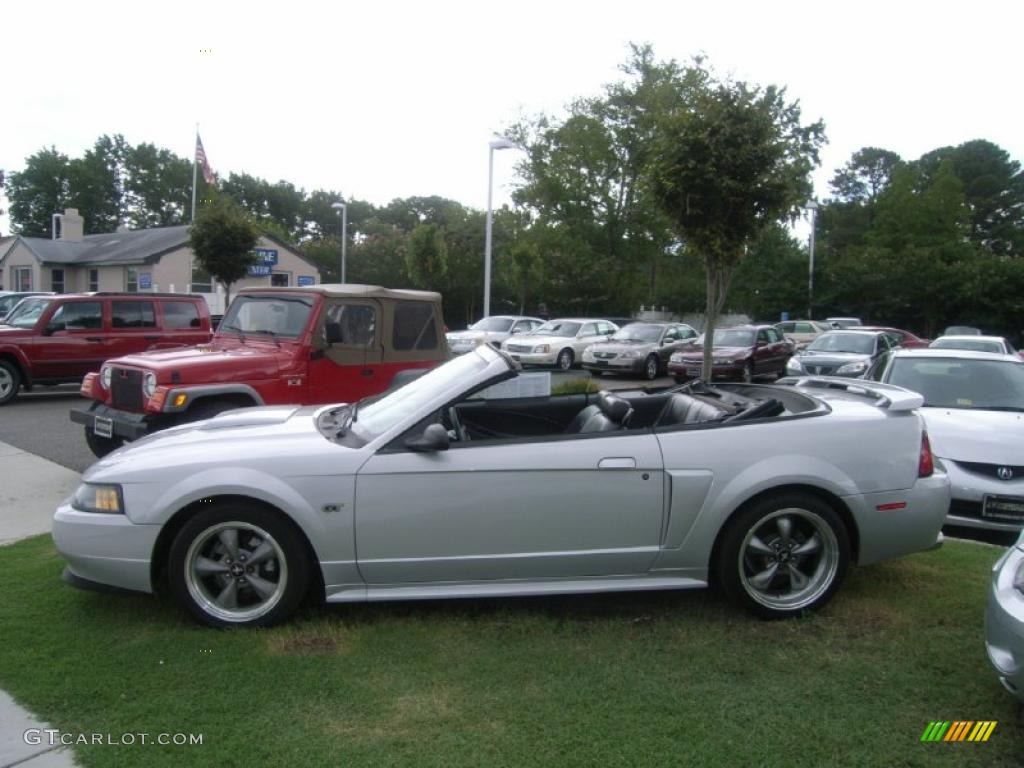 2002 Mustang GT Convertible - Satin Silver Metallic / Dark Charcoal photo #3