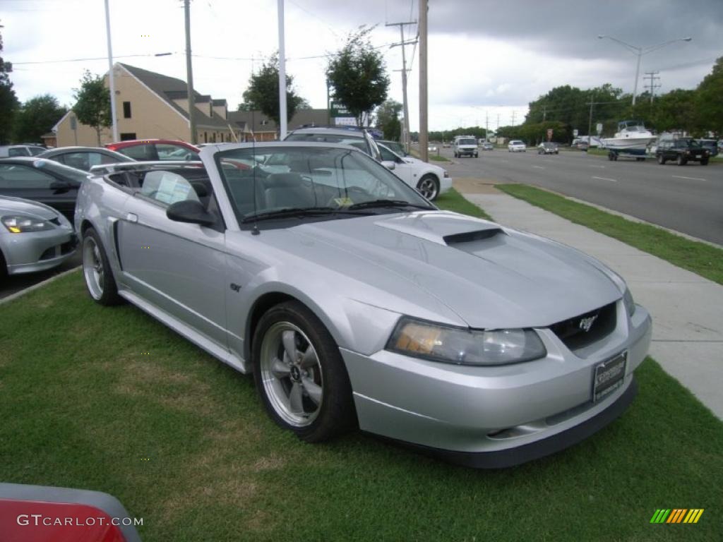 2002 Mustang GT Convertible - Satin Silver Metallic / Dark Charcoal photo #8