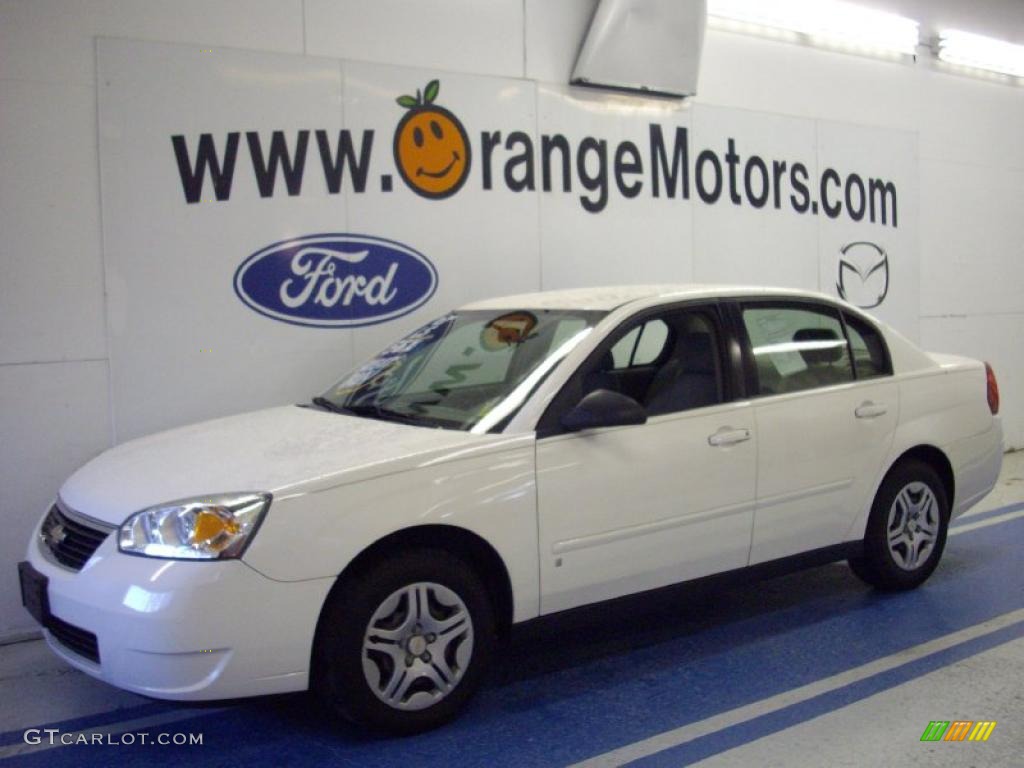 2007 Malibu LS Sedan - White / Titanium Gray photo #1