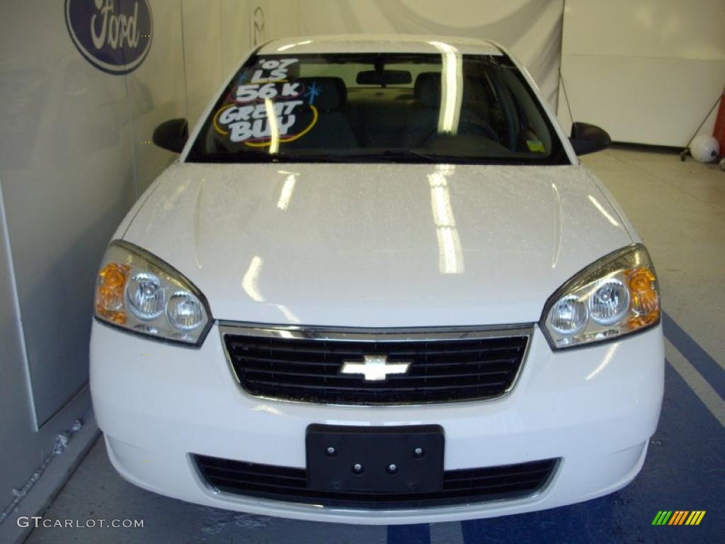 2007 Malibu LS Sedan - White / Titanium Gray photo #2