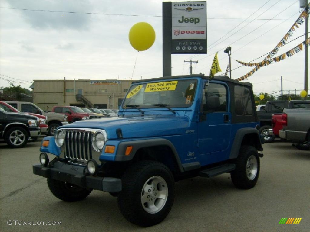 2003 Wrangler Sport 4x4 - Intense Blue Pearl / Dark Slate Gray photo #1